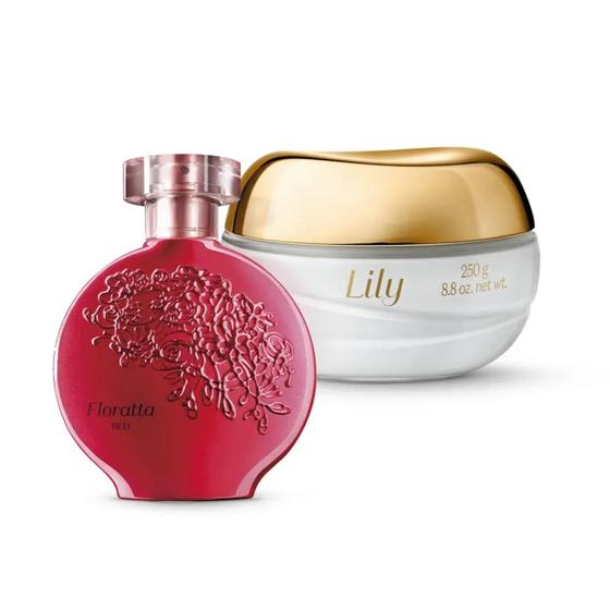 Imagem de Combo Pele Perfumada: Floratta Red Desodorante Colônia 75ml + Creme Acetinado Corporal Lily 250g