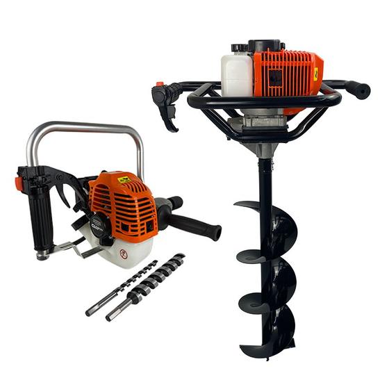 Imagem de Combo Perfurador de Solo 52cc 2,5HP Gasolina com Broca 80x20cm + Furadeira de Mourão 1HP Carbon Fak