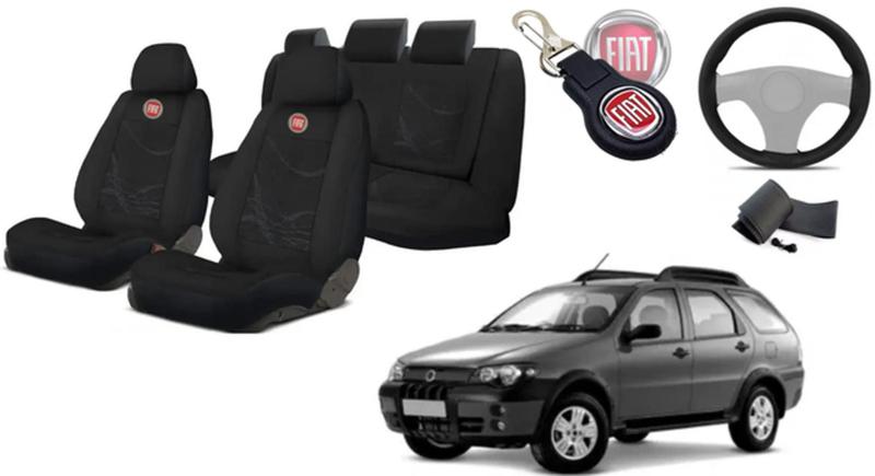 Imagem de Combo Personalizado Weekend 2006-2012: Capas de Tecido, Capa de Volante, Chaveiro Fiat