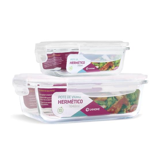 Imagem de Combo Potes Retangulares 370ml + 1040ml