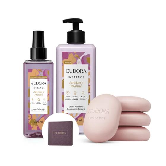 Imagem de Combo Presente Eudora Ameixa e Praliné Instance Corpo Creme Hidratante Sabonete Perfume Body Splash