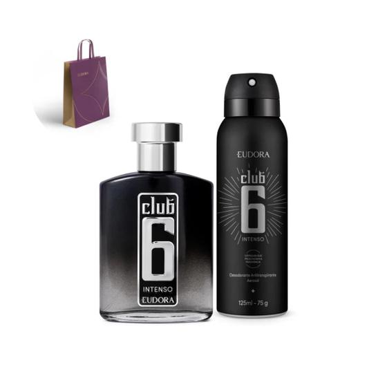 Imagem de Combo Presente Eudora para homem Perfume Club 6 Intenso Desodorante Antitranspirante Colônia