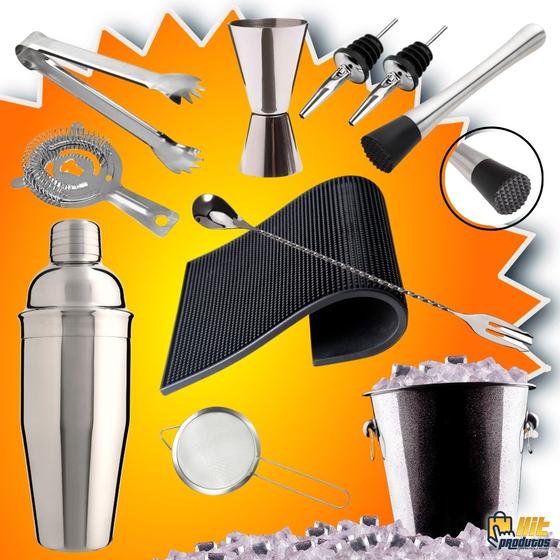 Imagem de Combo Profissional Coqueteleira 750ml 11 Itens Tudo Inox