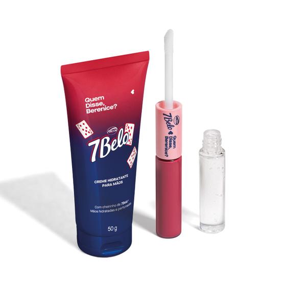 Imagem de Combo QDB 7Belo: Batom Duo Gloss Rosa Único 8ml + Creme Hidratante Para Mãos 50g