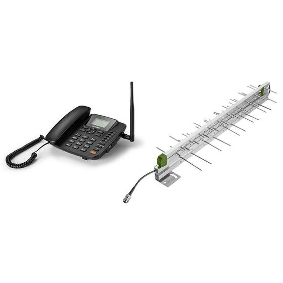 Imagem de Combo Redes - Celular Rural Fixo Quadriband 3G Preto e Antena Externa Para Celular Quadriband Multi - RE504K