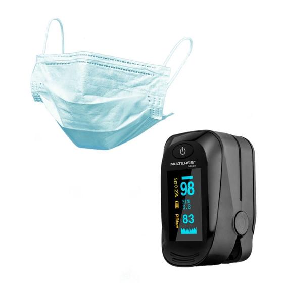 Combo Saúde - Oxímetro de Dedo Oxygen e Máscara 3 Camadas Descartável Azul - Caixa com 50 - Multilaser - HC5001K Menor preço em Combo Saúde - Oxímetro de Dedo Oxygen e Máscara 3 Camadas Descartável Azul - Caixa com 50 - Multilaser - HC5001K