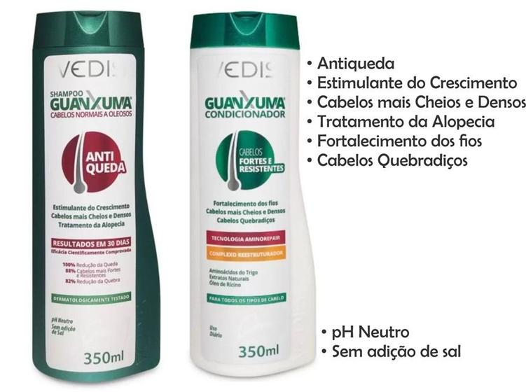 Imagem de Combo Shampoo e Condicionador Antiquedas Guanxuma de 350ml Vedis