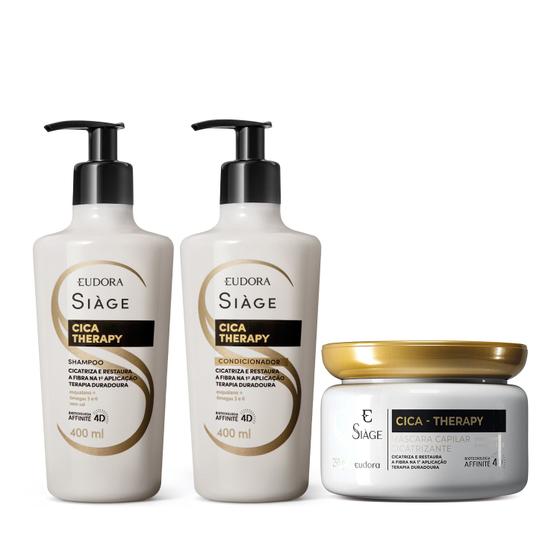 Imagem de Combo Siàge Cica-Therapy: Shampoo 400ml + Condicionador 400ml + Máscara Capilar 250g
