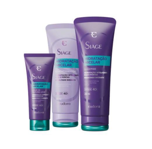 Imagem de Combo Siàge Hidratação Micelar: Shampoo 250ml + Condicionador 200ml + Leave-In 100ml