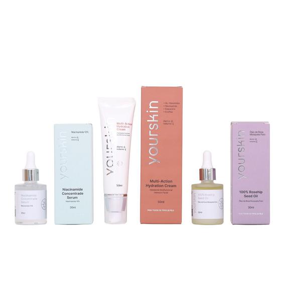 Imagem de Combo Skincare Especial YOURSKIN - Hidratante Multifuncional, Sérum de Niacinamida e Óleo de Rosa Mosqueta - Pele Radiante e Saudável