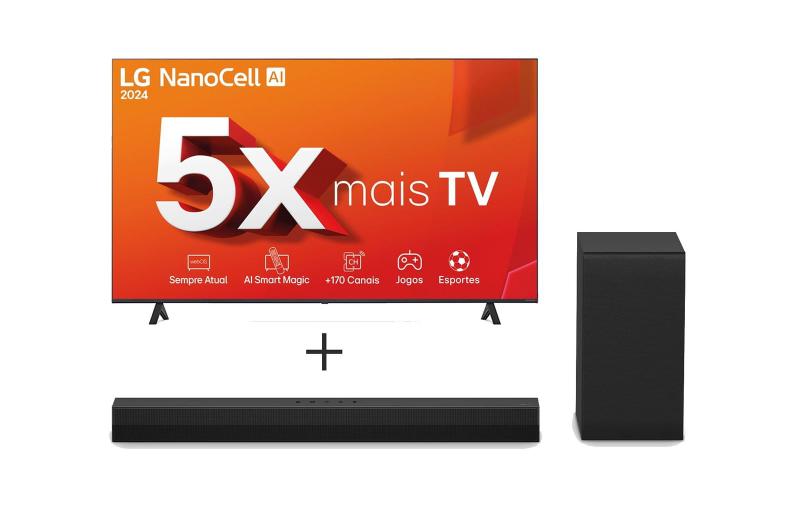 Imagem de Combo Smart TV LG NanoCell AI NANO80 4K de 70" + Soundbar LG S40T