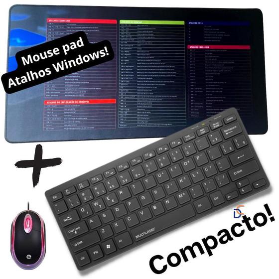 Imagem de Combo Teclado compacto + Mouse +Mouse pad Grande p/ Notebook essencial