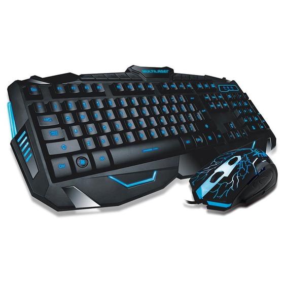 Imagem de Combo Teclado e Mouse Gamer Com Fio Detalhes Azuis Multilaser - TC195