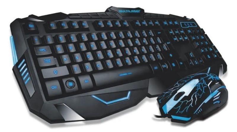 Imagem de Combo teclado e mouse gamer com fio detalhes azuis tc195