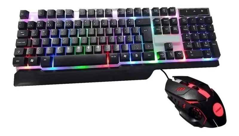 Imagem de Combo Teclado Mouse Gamer Computador Pc Usb Abnt2 Led Colorido - LEHMOX