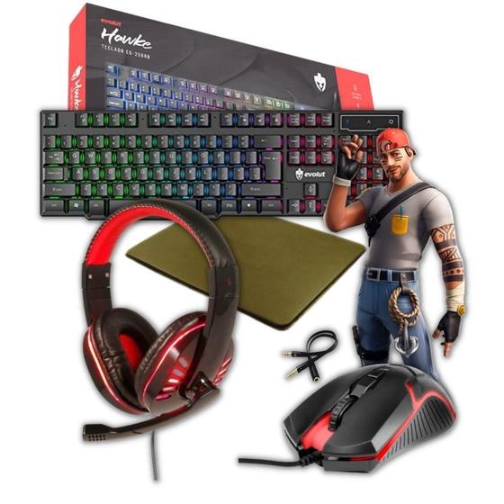 Imagem de Combo Teclado Mouse Headset Led + Mousepad Temático Gamer