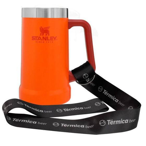 Imagem de Combo Térmica Beer  - Caneca Laranja 709ml Stanley e Cordão Tirante