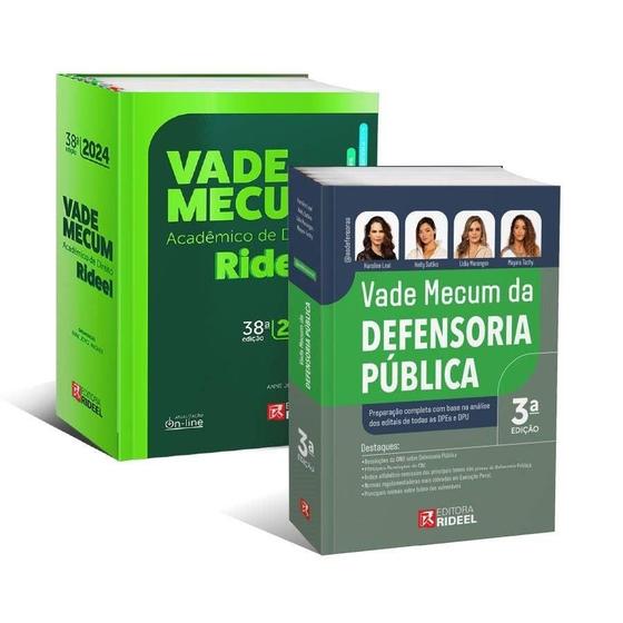 Imagem de Combo: Vade Mecum da Defensoria Pública 3ª Edição + Vade Mecum Acadêmico Rideel 38ª Edição - 2024