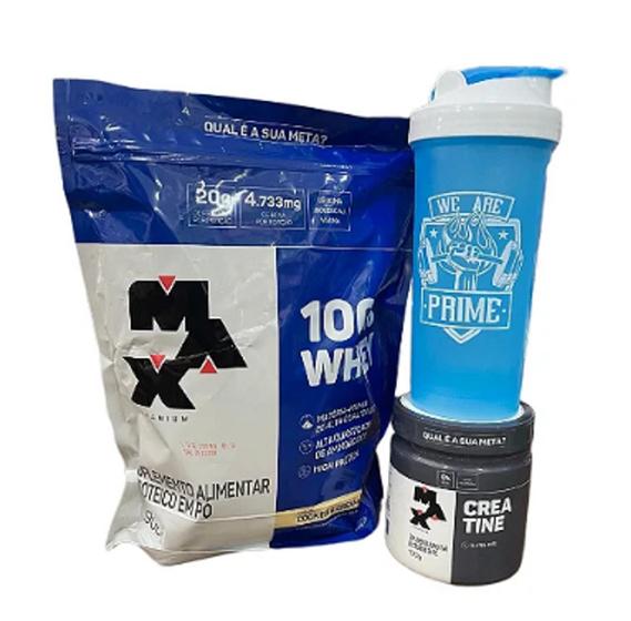 Combo Whey 900g Creatina 100g Coqueteleira Max Titanium Kit De