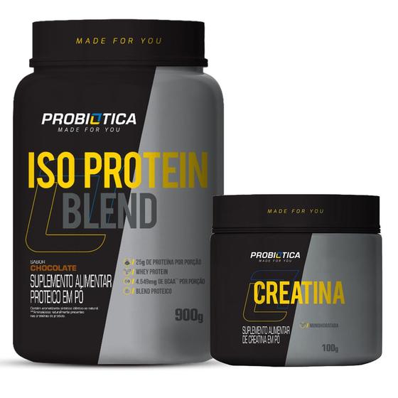 Combo Whey Protein Iso Blend 900g e Creatina Monohidratada 100g