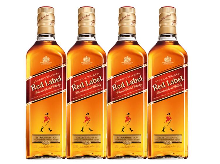 Imagem de Combo whisky johnnie walker red label 1l - 4 unidades