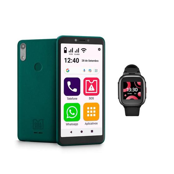 Imagem de ComboTech - Obasmart Conecta 4G Verde e SeniorWatch 4G + Wi-Fi Preto - OB0270K