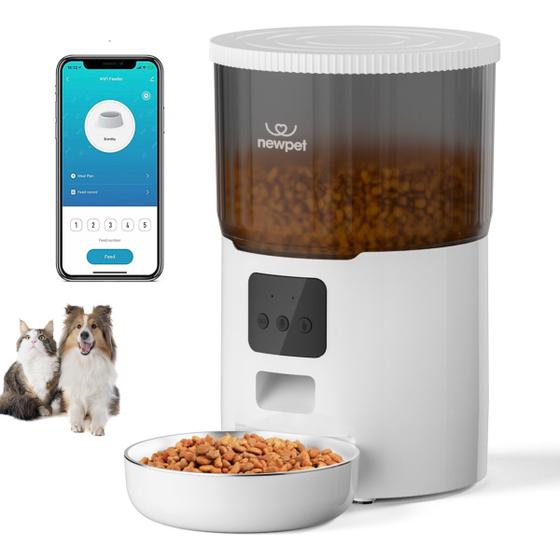 Imagem de Comedouro Alimentador Automático Cães e Gatos Inteligente APP Com Comando De Voz E Temporizador