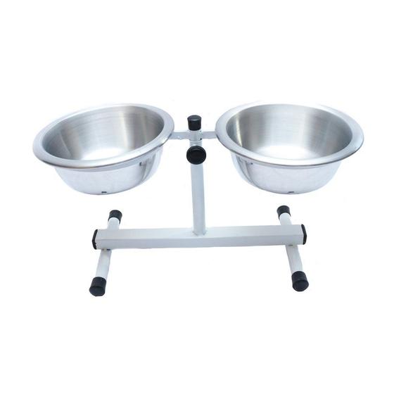 Comedouro Bebedouro Duplo Grande Suspenso Pote para ração e água Altura Ajustável Regulável Alumínio para Cachorros Menor preço em Comedouro Bebedouro Duplo Grande Suspenso Pote para ração e água Altura Ajustável Regulável Alumínio para Cachorros