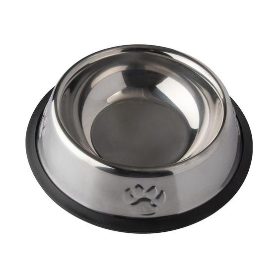 Imagem de Comedouro Bebedouro Inox Antiderrapante Emborrachado Para Cães e Gatos Tam. M 500ML