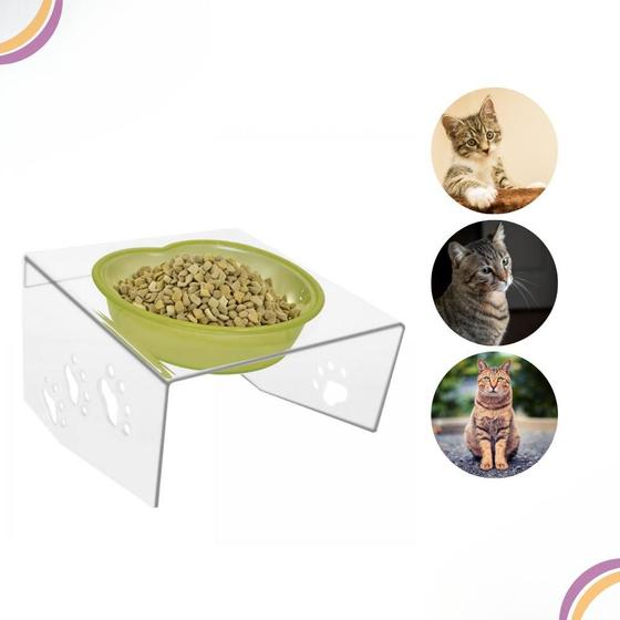 Imagem de Comedouro/Bebedouro Morapet Suporte Elevado Acrílico Para Gatos e Cães Pequenos