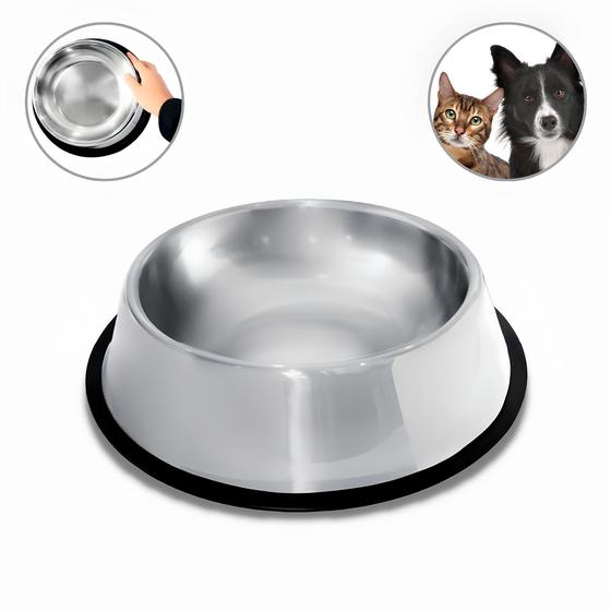 Imagem de Comedouro Bebedouro Tigela Para Ração Água Inox 1400ml Cães e Gatos Antiderrapante Cão Cachorro Pet Pote