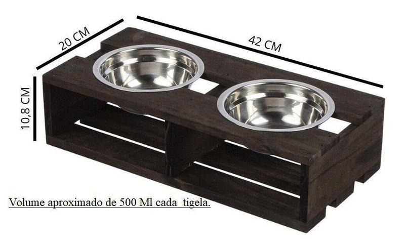 Imagem de Comedouro Com  2 Potes Para Cães E Gatos Tamanho M Stolf