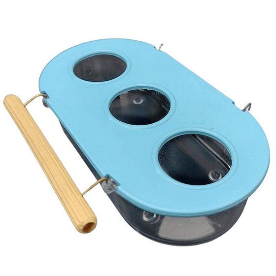 Imagem de Comedouro com Poleiro 3 Furos - Azul