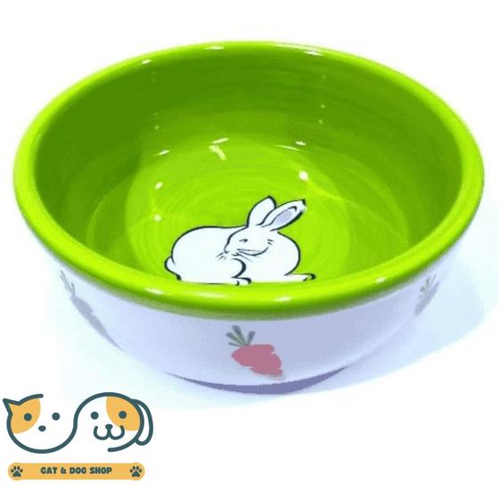 Imagem de Comedouro de Porcelana p/ Coelhos Verde - The Pets Brasil