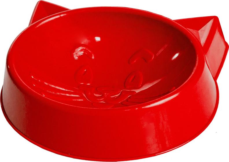 Imagem de Comedouro Desenhado Cara de Gato 60 ml - Vermelho