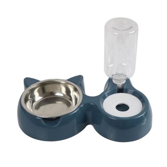 Imagem de Comedouro Duplo para Gatos e Cães com Bebedouro Automático - Alimentação e Hidratação