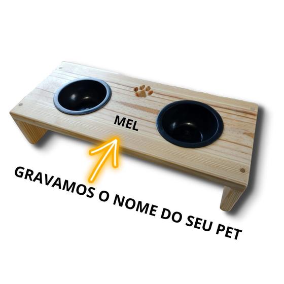 Imagem de Comedouro Duplo Pet Bebedouro Cachorro Gato Elevado 2 Pote