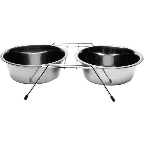 Comedouro e Bebedouro Chalesco para Cachorro e Gato de Aço Inox Duplo com Suporte Tam 4 Menor preço em Comedouro e Bebedouro Chalesco para Cachorro e Gato de Aço Inox Duplo com Suporte Tam 4