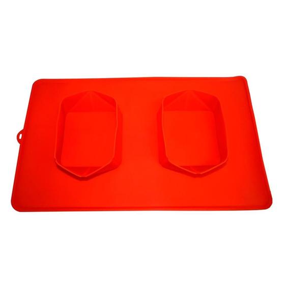 Imagem de Comedouro e Bebedouro Silicone Quadrado Vermelho - Tam. Único