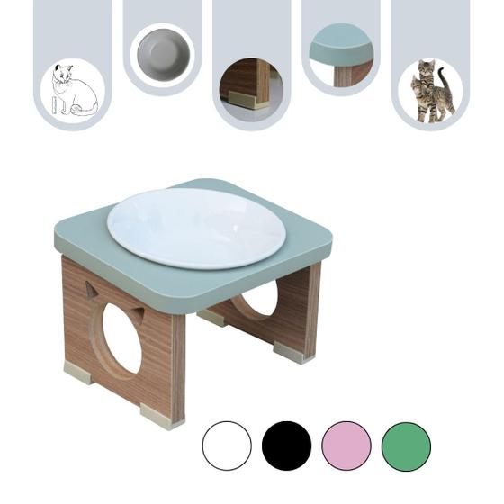 Imagem de Comedouro Elevado Pet Gato MDF Colors - Porcelana - Verde
