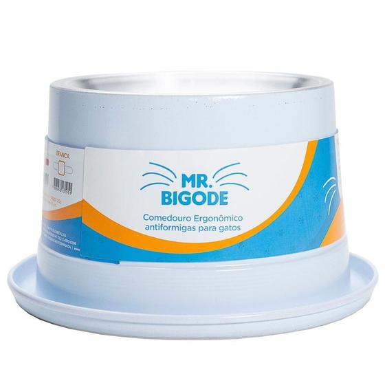 Imagem de Comedouro Ergonômico NF Pet Mr. Bigode Júnior Antiformigas Branco para Gatos - 140 mL