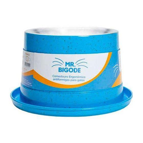 Imagem de Comedouro Ergonômico NF Pet Para Gatos Mr. Bigode Antiformigas Azul Pequeno