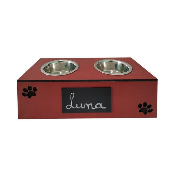 Imagem de Comedouro Hello Pet Lousa Duplo Vermelho para Cães e Gatos - Tamanho G