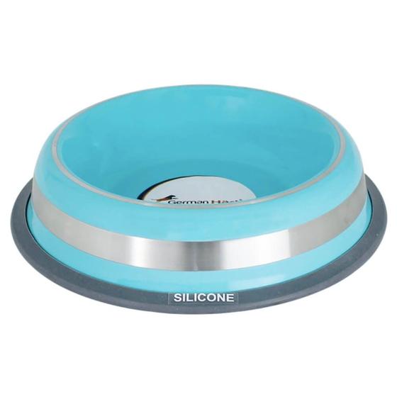 Imagem de Comedouro Inox com Anel de Silicone Ghart Prestige Azul 850ml - GermanHart