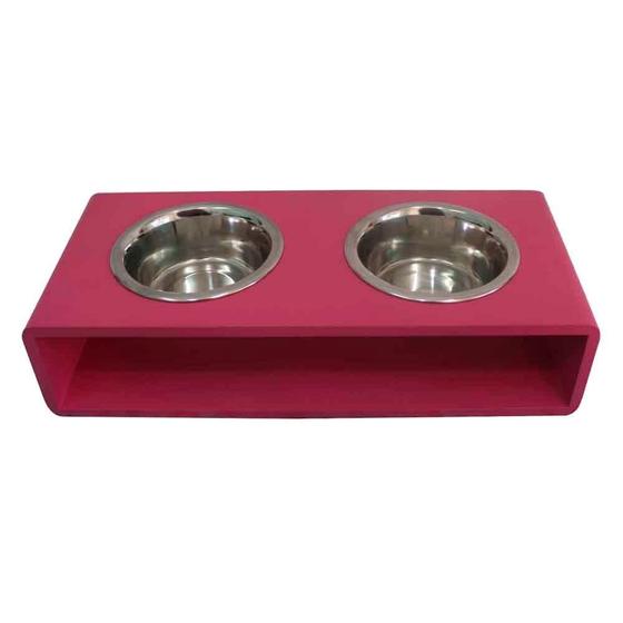 Imagem de Comedouro Modern Duplo Pink para Cães e Gatos - Tam. M