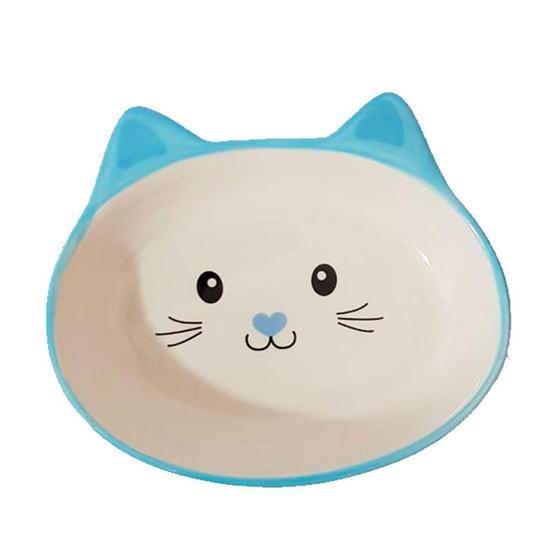 Imagem de Comedouro Para Gatos Pet Porcelana Gatinho Rosa E Azul - T PETZ