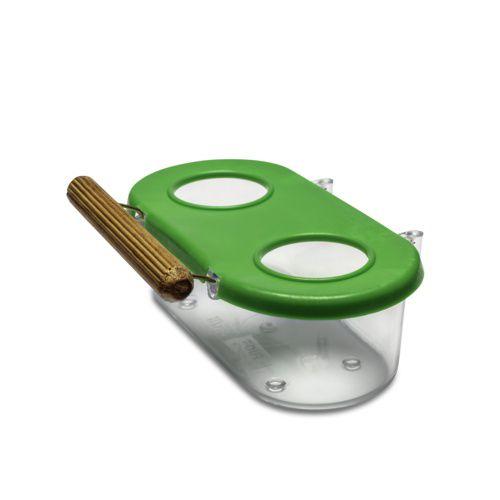 Imagem de Comedouro Para Passaros Com Poleiro e Gancho 2 Furos 120ml - Injetfour