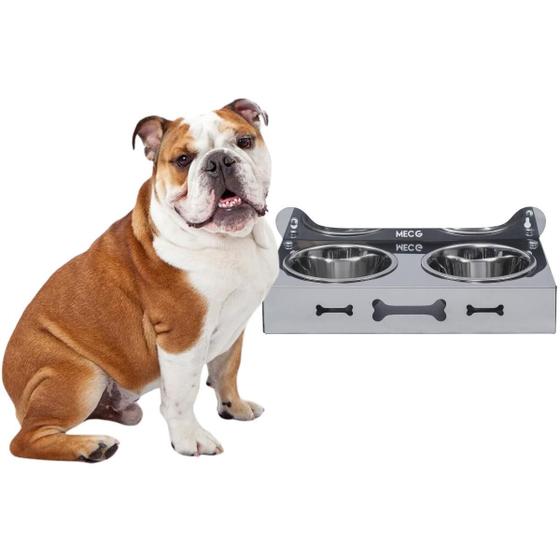 Imagem de Comedouro Pet Cachorro Gato Parede Aço Inox 1400 Ml Mec G