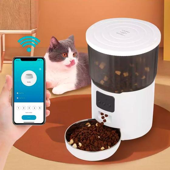 Imagem de Comedouro Pet Robotizado Alimentador Inteligente 4L APP Wifi Alto Falante Temporizador Cachorro Gato