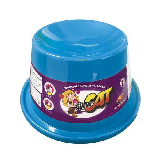 Imagem de Comedouro Plástico Gato Super Cat - 200 Ml - Azul